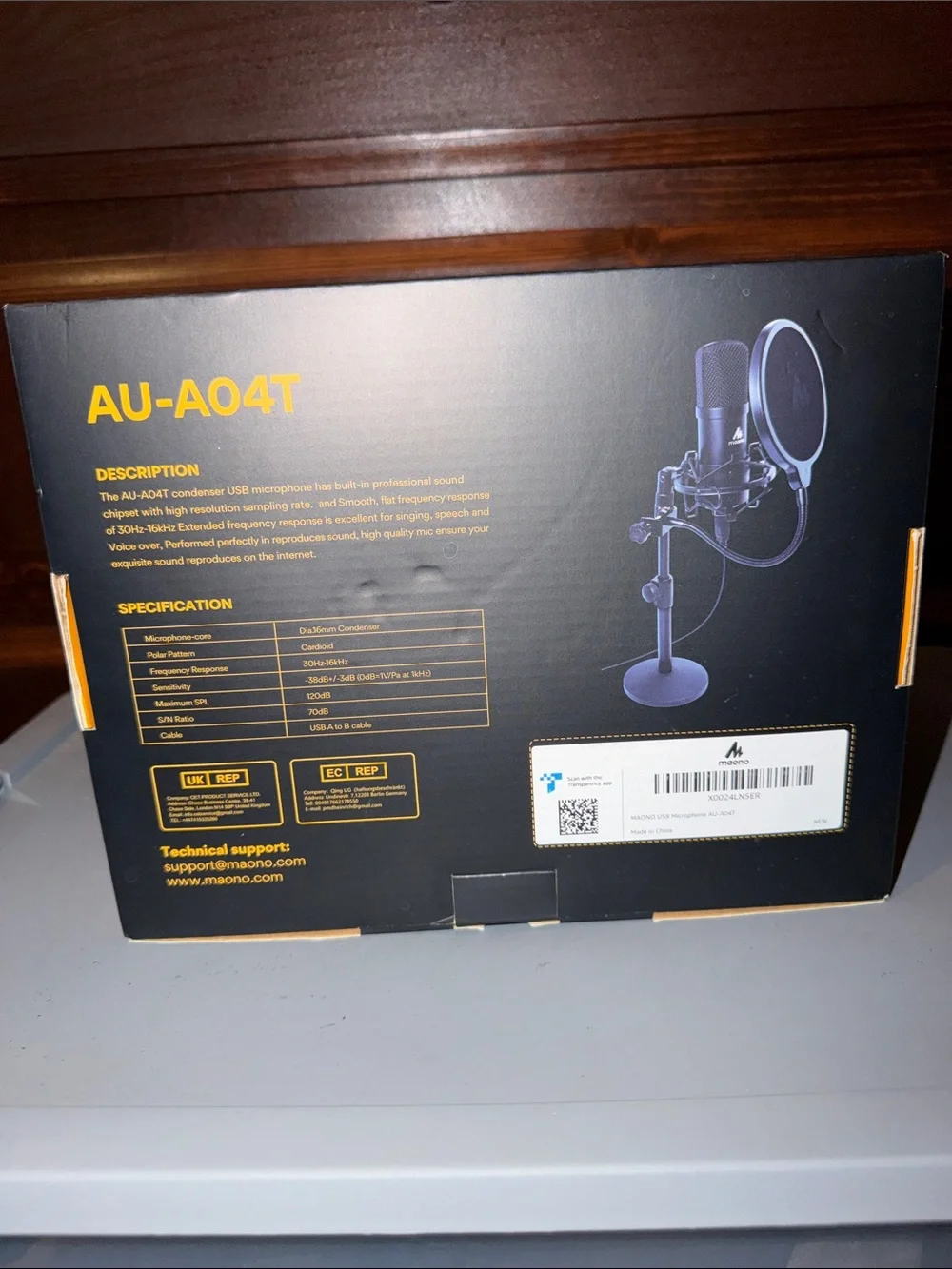 Maono AU-A04T Desktop USB Microphone Set - Black and Orange Packaging
